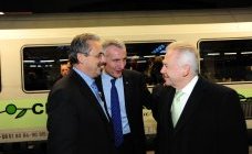 Louis Negre, French Senator ; Guillaume Pepy, SNCF CEO and RÃ¼diger Grube, DB (...)