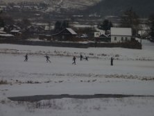 Football on snow - view from train window(From Day 2